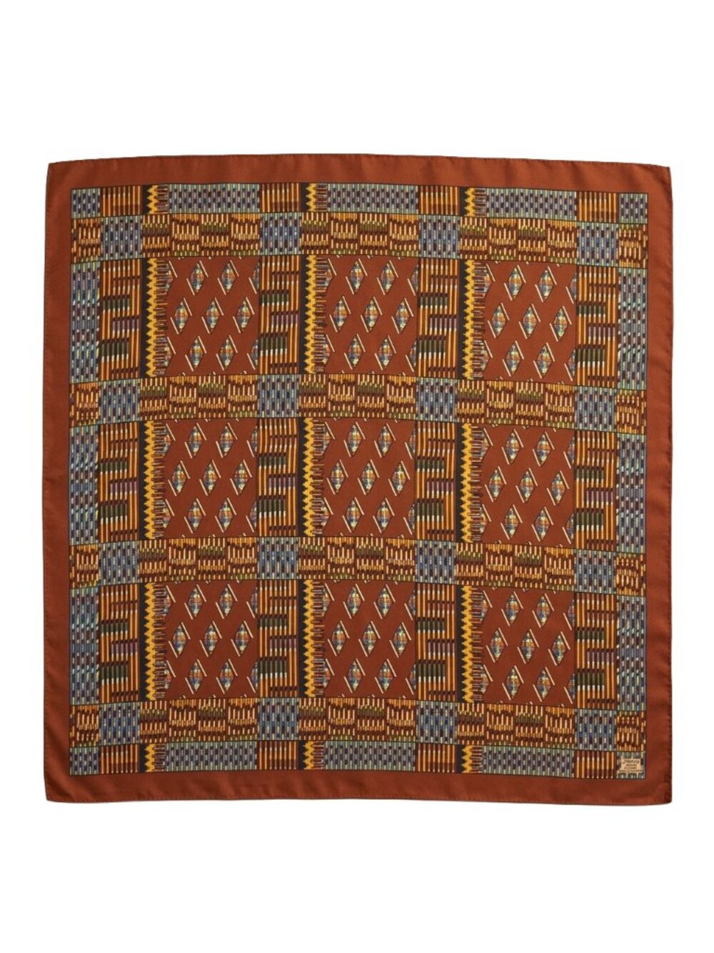 Vintage LIBERTY OF LONDON Silk Scarf 26” Square | Tribal Geometric Aztec Print